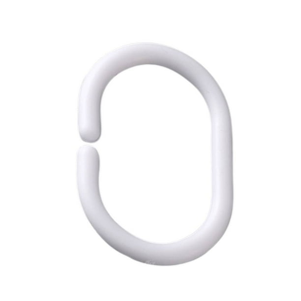 Plastic C Shape Shower Curtain Hooks for Bathroom White